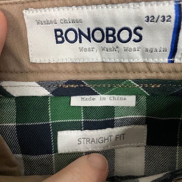 Bonobos Chino Pants Mens 32 Beige Tan Straight Fit Washed Chinos Casual 32x32 - Picture 4 of 12